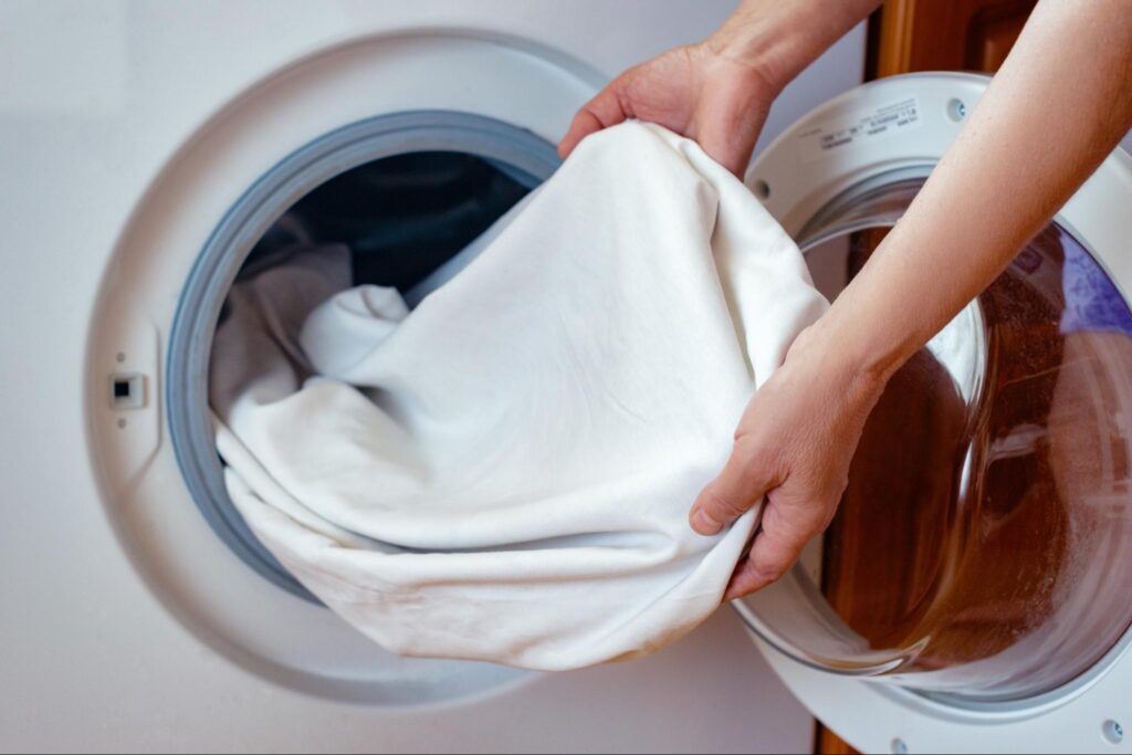 Linens coming out of washer with minimal wrinkles (permanent press cycle effect).jpg