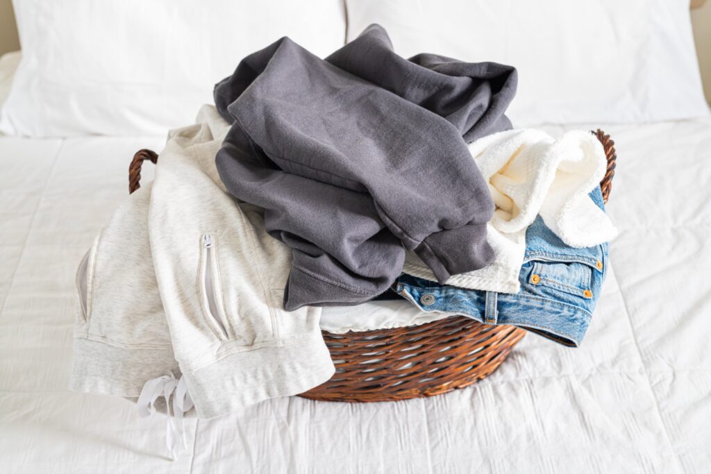 Basket of freshly washed laundry looking clean and eco-friendly