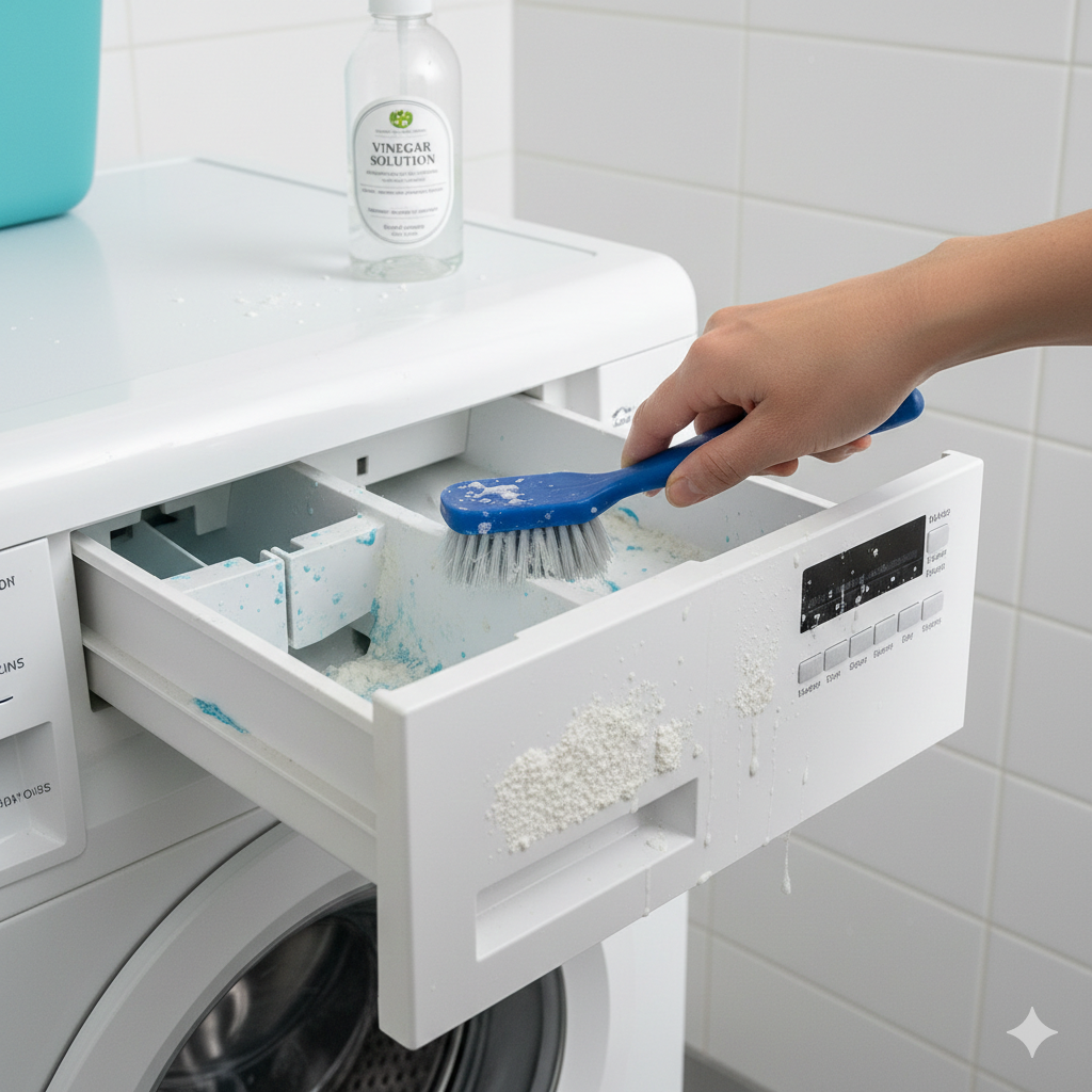 Hand scrubbing washing machine drawer