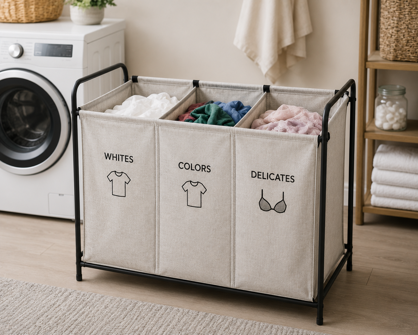 Laundry sorter with whites colors delicates