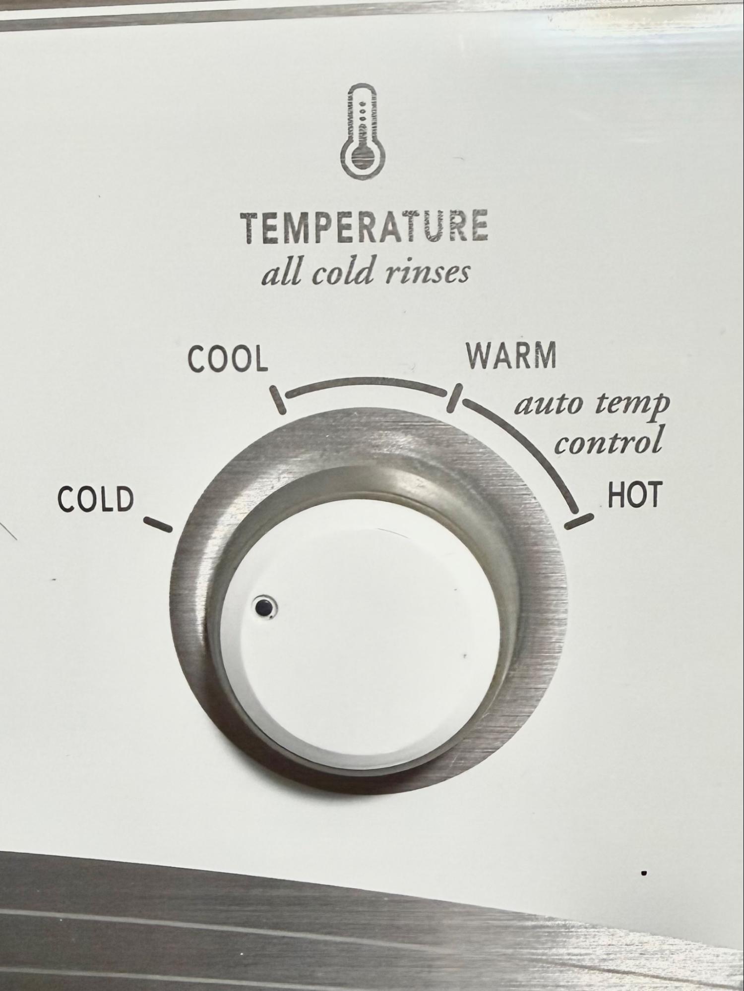 Temperature dial with cold warm hot settings